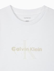 Buy 여성 리퀴드 CK 크롭 반팔 티셔츠 in color BRILLIANT WHITE