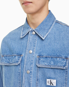 Buy 남성 박시 루즈핏 라이트블루 데님 셔츠 in color 028A CHALKY BLU
