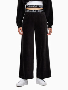 Buy 여성 벨벳 와이드레그 팬츠 in color CK BLACK