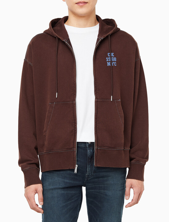 남성 워시드 프리미엄 빈티지 로고 후드집업