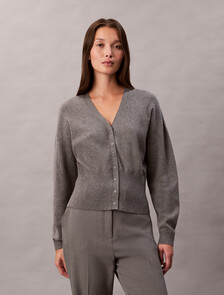 Buy 여성 L/S 하프 밀라노 가디건 in color MEDIUM GREY HEATHER