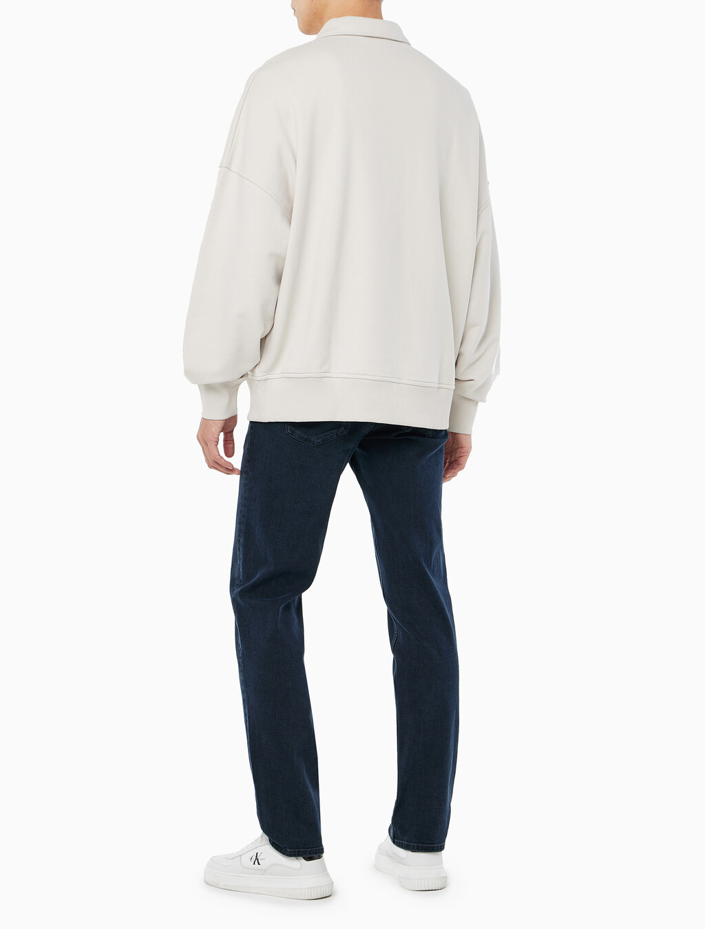 Buy 남성 릴렉스핏 하프 버튼 럭비 스웻셔츠 in color LIGHT BEIGE
