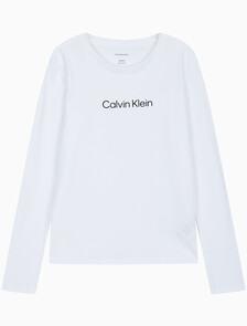 Buy 여성 L/S 스탠다드 로고 슬림 크루넥 티셔츠 in color BRILLIANT WHITE