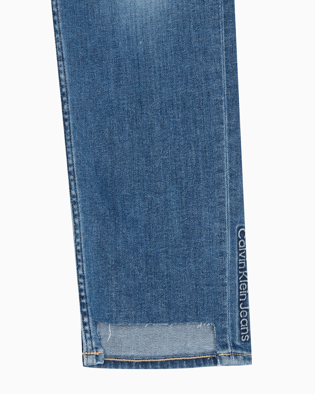 Buy 여성 하이라이즈 슬림 스트레이트핏 다크블루 데님 in color MID BLUE BACK EMBRO