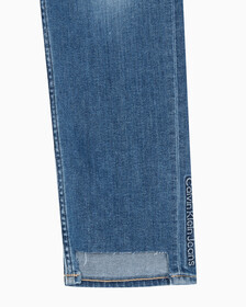 Buy 여성 하이라이즈 슬림 스트레이트핏 다크블루 데님 in color MID BLUE BACK EMBRO