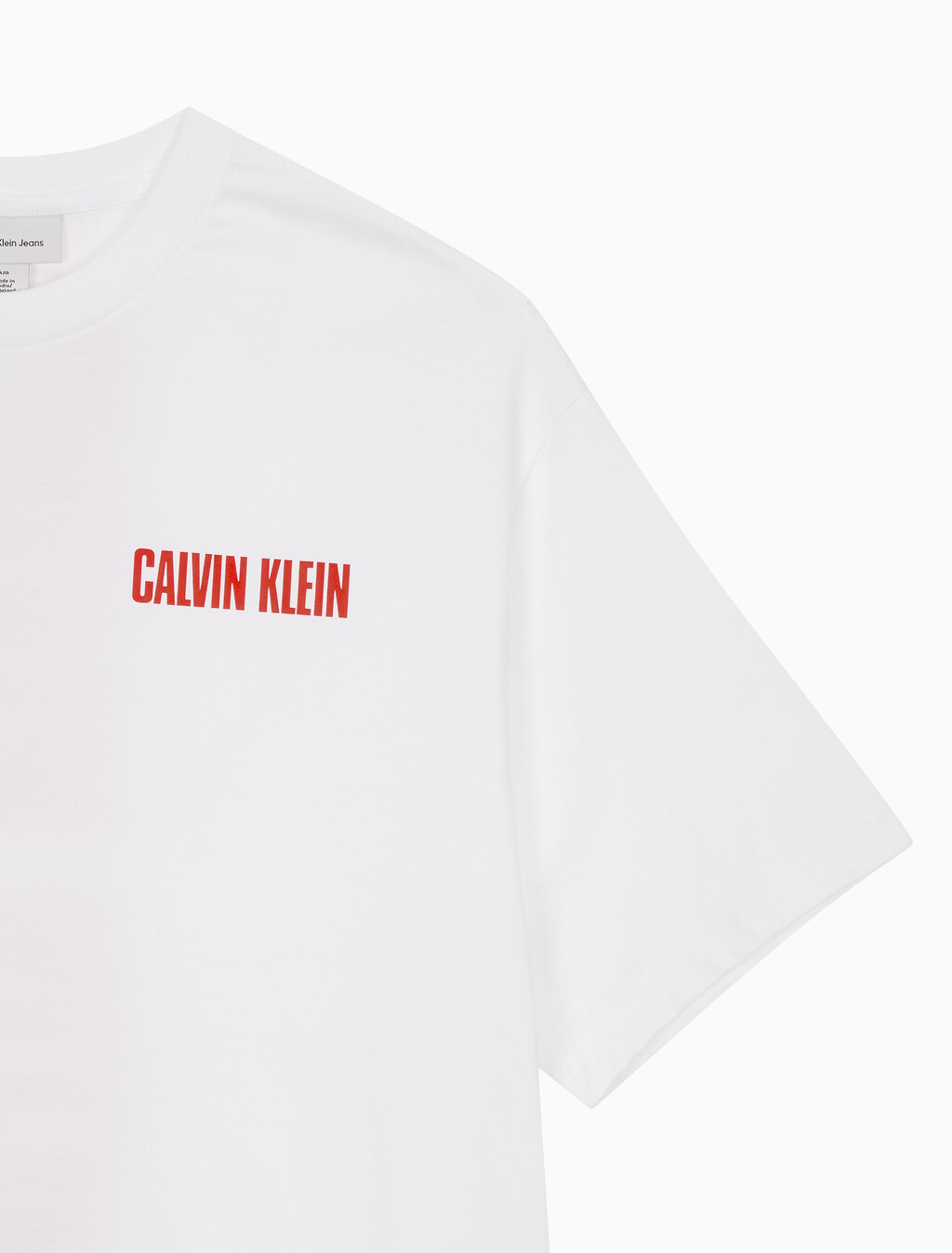 Buy 남성 릴렉스핏 버티컬 로고 반팔 티셔츠 in color BRILLIANT WHITE