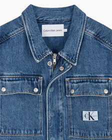 Buy 여성 볼륨 슬리브 데님 드레스 in color MID BLUE BACK EMBRO