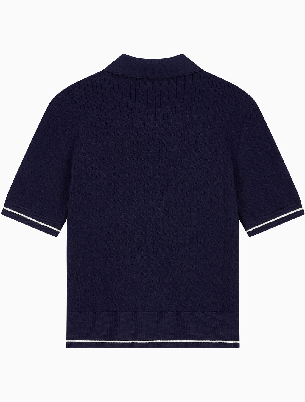 Buy 여성 우븐라벨 크롭드 케이블 스웨터 in color Evening Blue