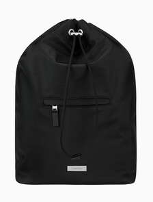 Buy 남성 슬릭 나일론 드로우 스트링 백팩 in color BLACK