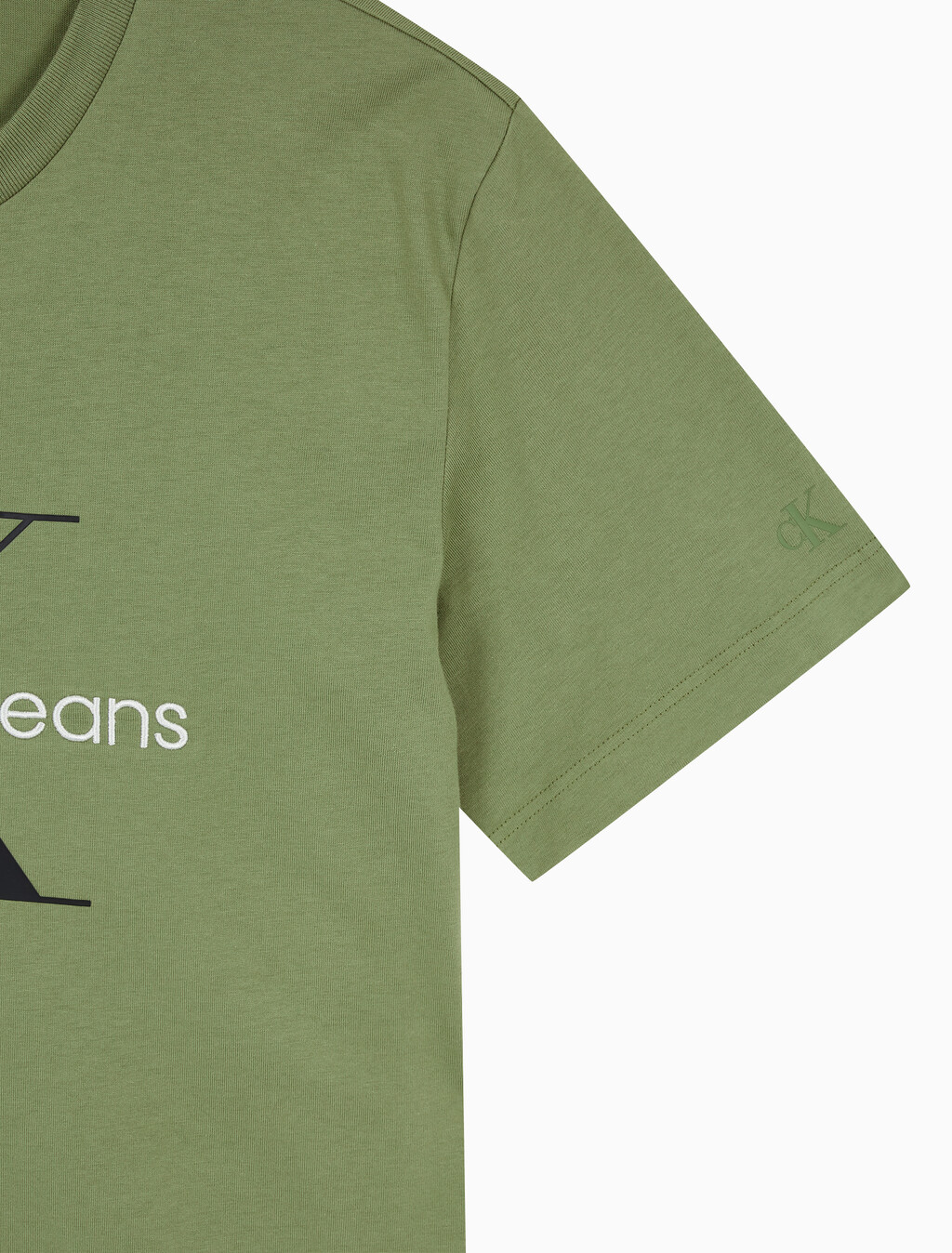 Buy 남성 레귤러핏 모노그램 엠브로이더리 로고 반팔 티셔츠  in color KHAKI