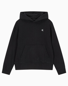 Buy 여성 릴렉스핏 CK 스몰 로고 기모 후디 in color BLACK BEAUTY