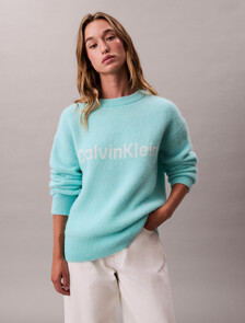 Buy 여성 L/S 알파카 로고 스웨터 in color Turquoise