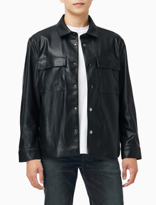 Buy 남성 페이크 레더 셔츠 자켓 in color BLACK