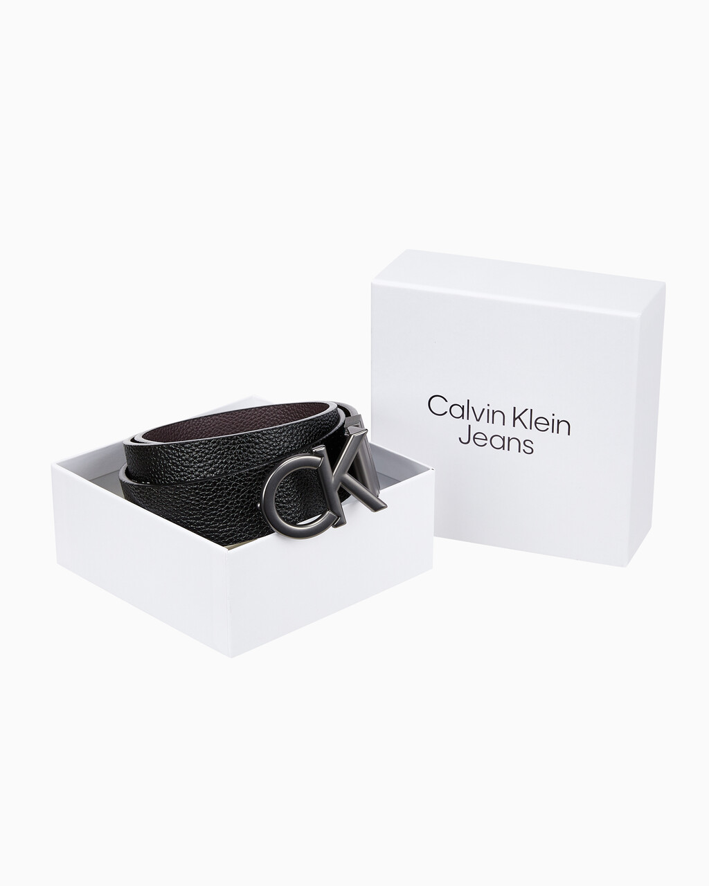 Buy 남성 CK 버클 양면 벨트 35MM in color BLK AOP/BITTER