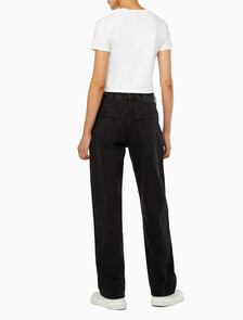 Buy 여성 90's 스트레이트핏 블랙 데님 in color WASHED BLACK LOGO LACE
