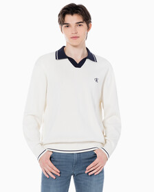 Buy 남성 오버사이즈 럭비카라 스웨터 in color WHITE