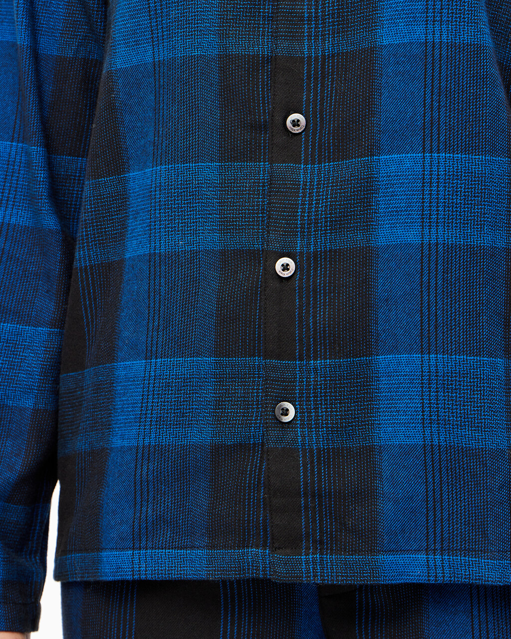 Buy 여성 플란넬 파자마 롱슬리브 탑 in color BLACK FLANNEL