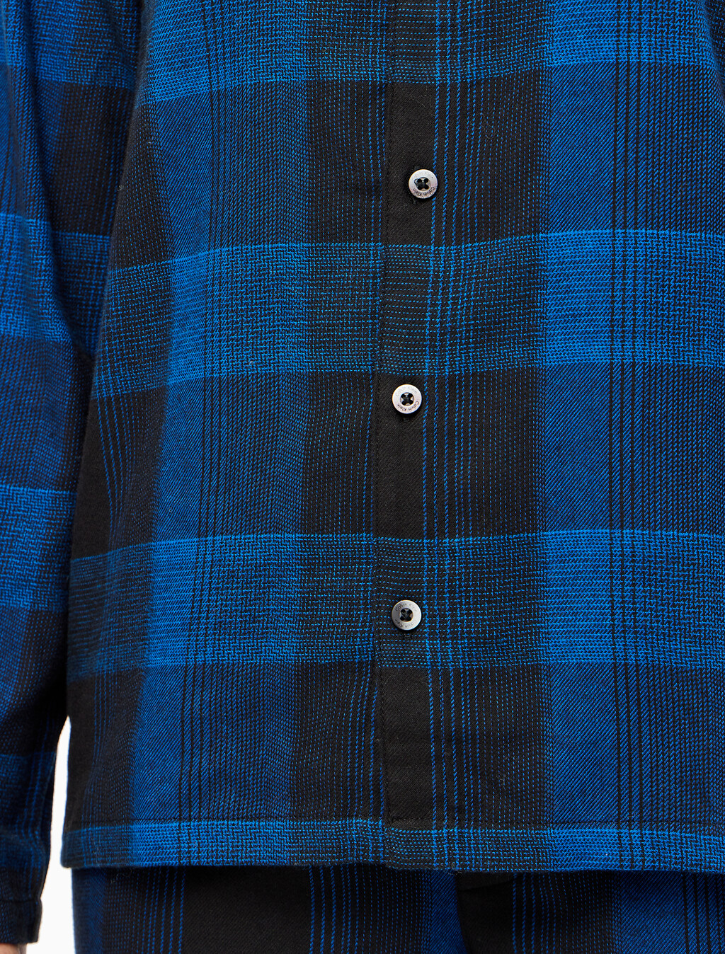 Buy 여성 플란넬 파자마 롱슬리브 탑 in color BLACK FLANNEL