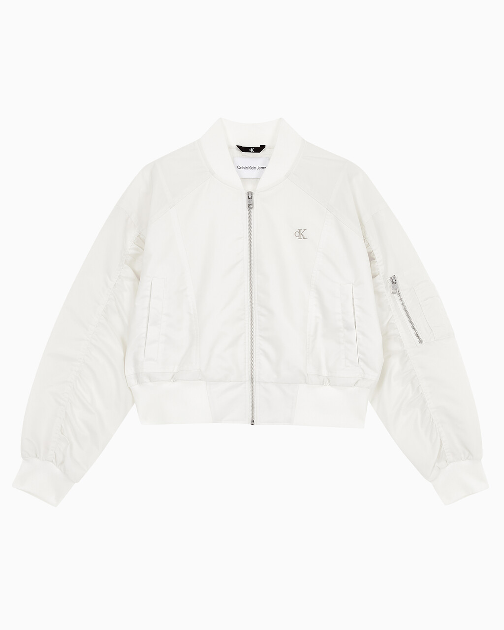 Buy 여성 릴렉스핏 크롭 보머 재킷 in color WHITE