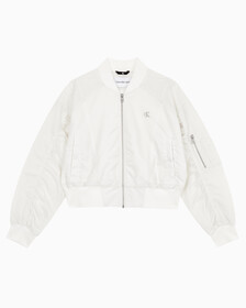 Buy 여성 릴렉스핏 크롭 보머 재킷 in color WHITE