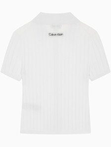 Buy 여성 실키 크롭 베이비 폴로 셔츠 in color BRILLIANT WHITE