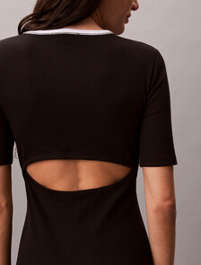 Buy 여성 베이비 립 컷아웃 미니 드레스 in color BLACK