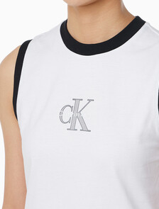 Buy 여성 CK 로고 머슬 민소매 티셔츠 in color BRILLIANT WHITE