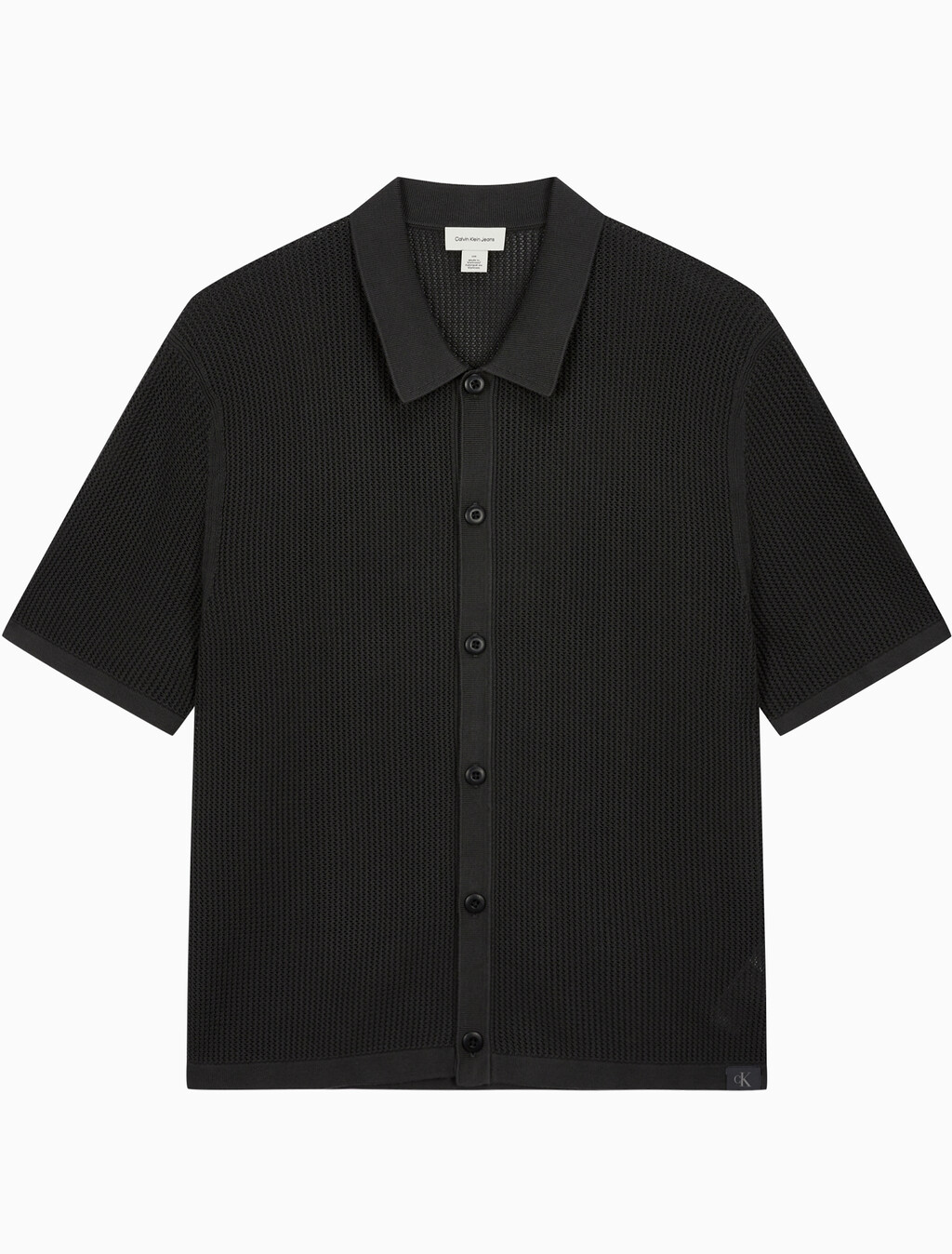 Buy 남성 레귤러핏 메쉬 버튼 반팔 스웨터 in color PIRATE BLACK