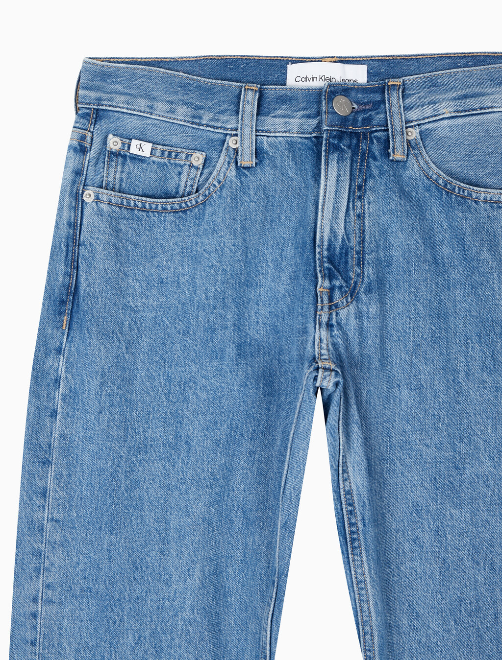 Buy 여성 로우라이즈 스트레이트핏 미드블루 데님 in color MID BLUE BACK EMBRO