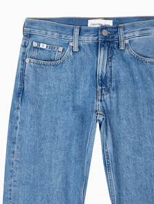 Buy 여성 로우라이즈 스트레이트핏 미드블루 데님 in color MID BLUE BACK EMBRO