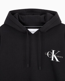 Buy 남녀공용 릴렉스핏 스몰 모노그램 로고 기모 후디 in color CK BLACK