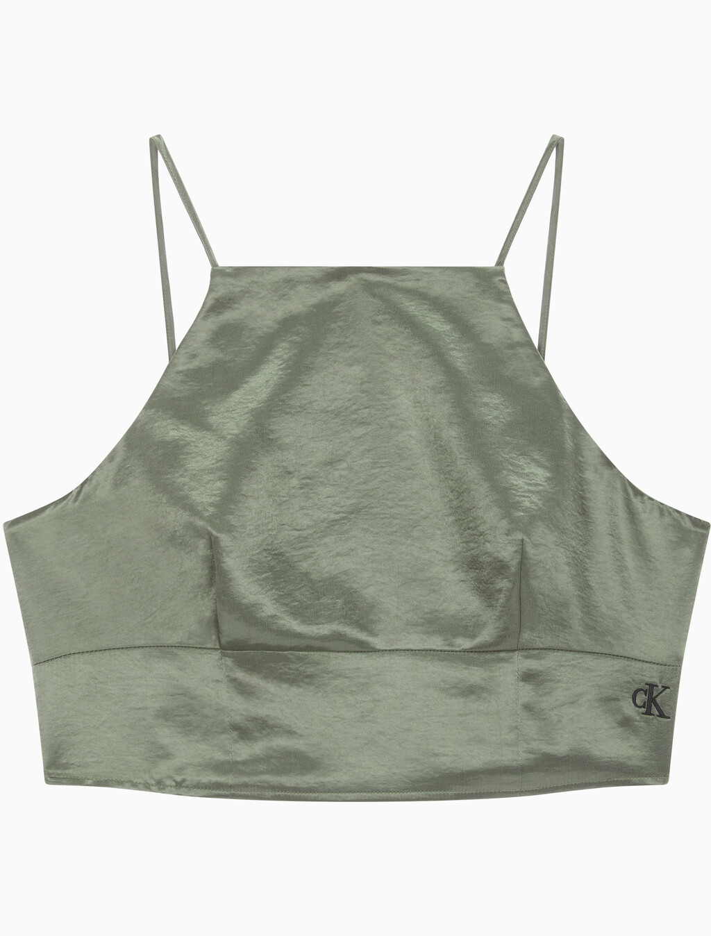 Buy 여성 사틴 스트랩피 탑 in color DUSTY OLIVE