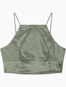 Buy 여성 사틴 스트랩피 탑 in color DUSTY OLIVE