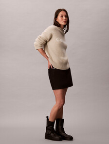 Buy 여성 L/S 알파카 로고 스웨터 in color BEIGE