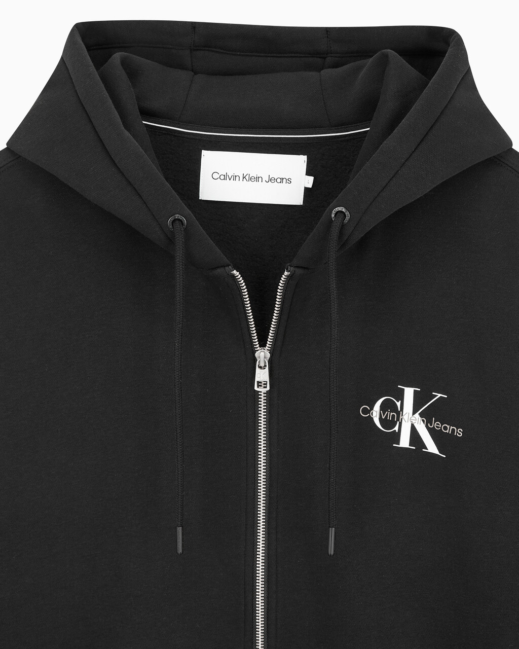 Buy 남녀공용 릴렉스핏 모노그램 집업 후디 in color CK BLACK