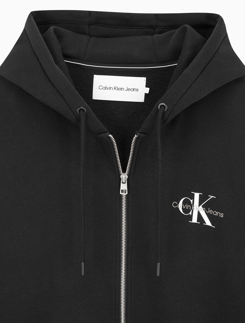 Buy 남녀공용 릴렉스핏 모노그램 집업 후디 in color CK BLACK
