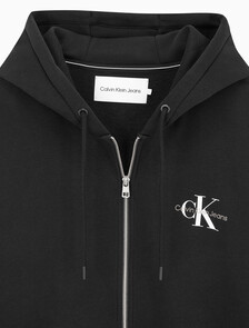 Buy 남녀공용 릴렉스핏 모노그램 집업 후디 in color CK BLACK