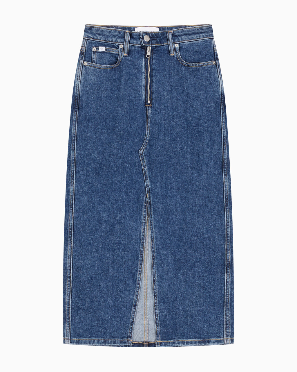 Buy 여성 맥시 데님 스커트 in color MID BLUE BACK EMBRO