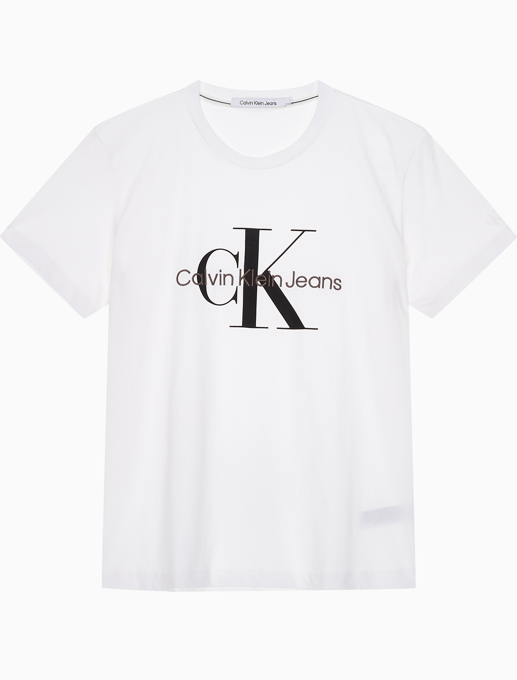 Buy 남성 레귤러핏 모노그램 엠브로이더리 로고 반팔 티셔츠  in color BRIGHT WHITE