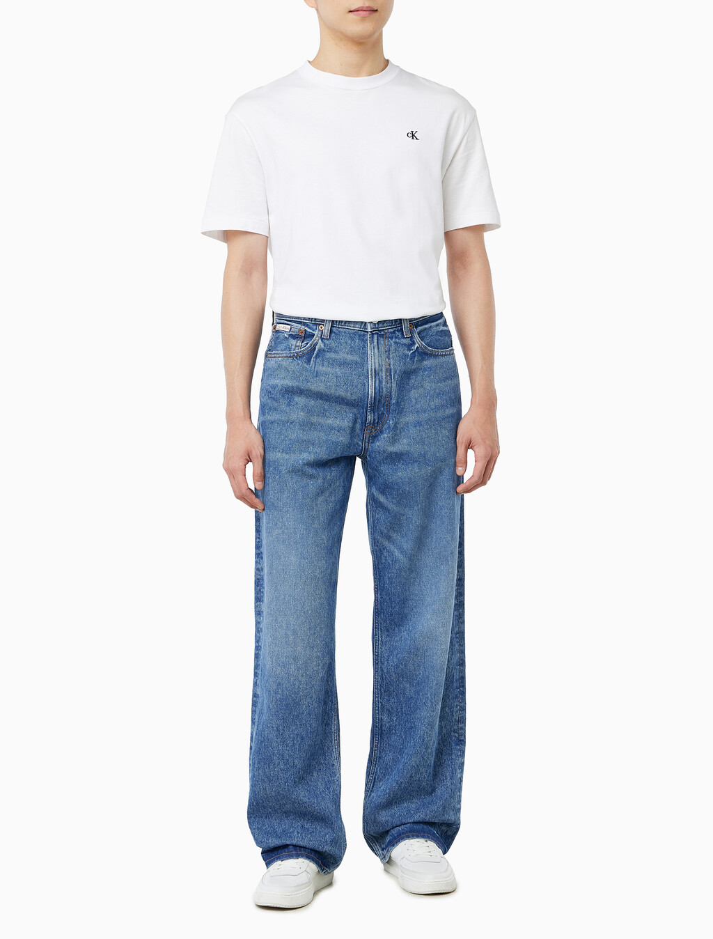 Buy 배기핏 진 in color Mid Blue