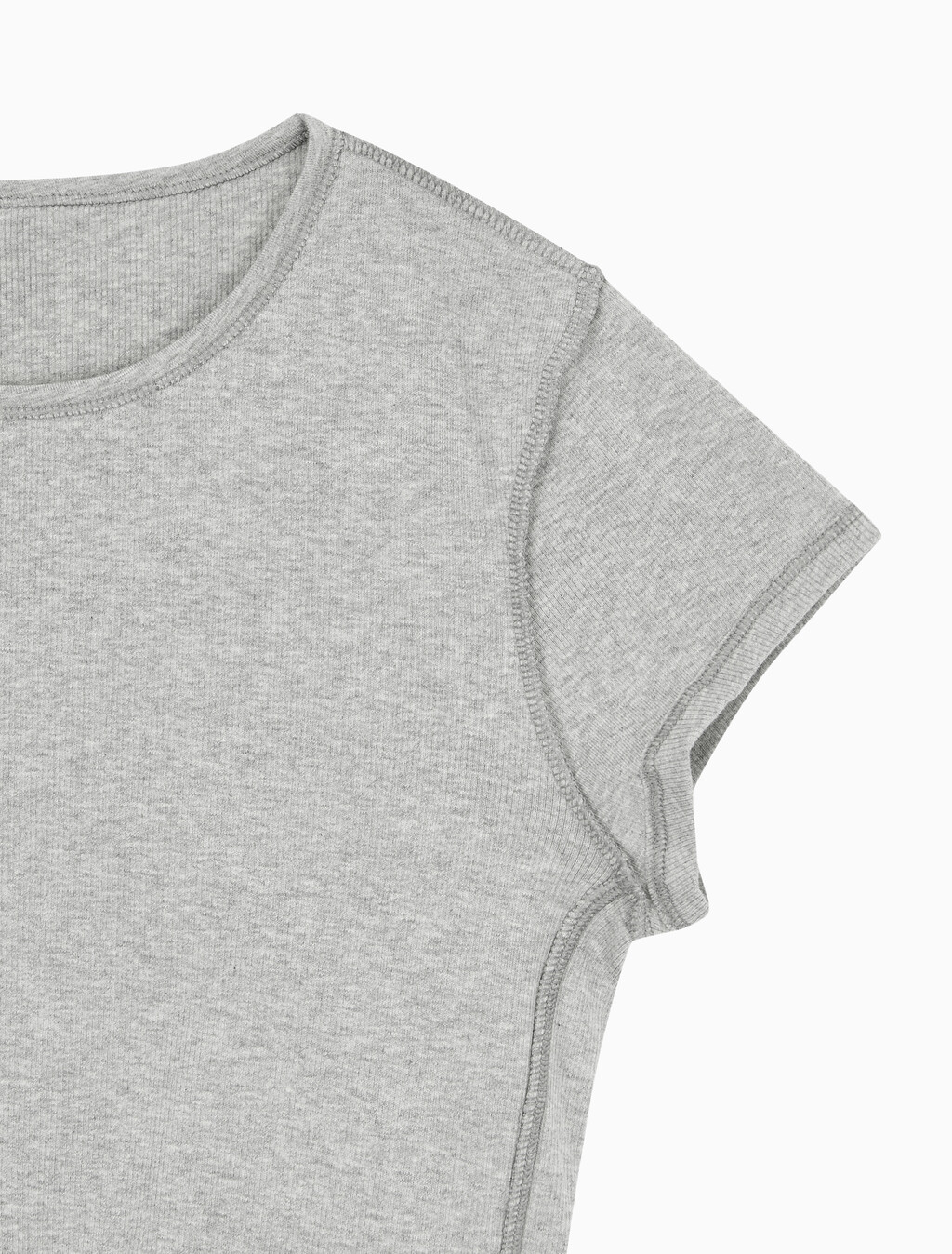 Buy 여성 코튼 스트레치 립 리브드 크롭티 in color GREY HEATHER
