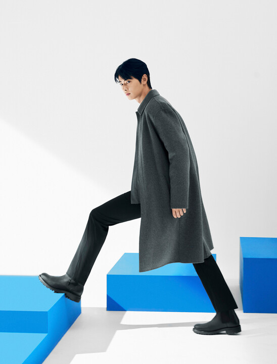 유니섹스 롱슬리브 더블 페이스 울 카 코트