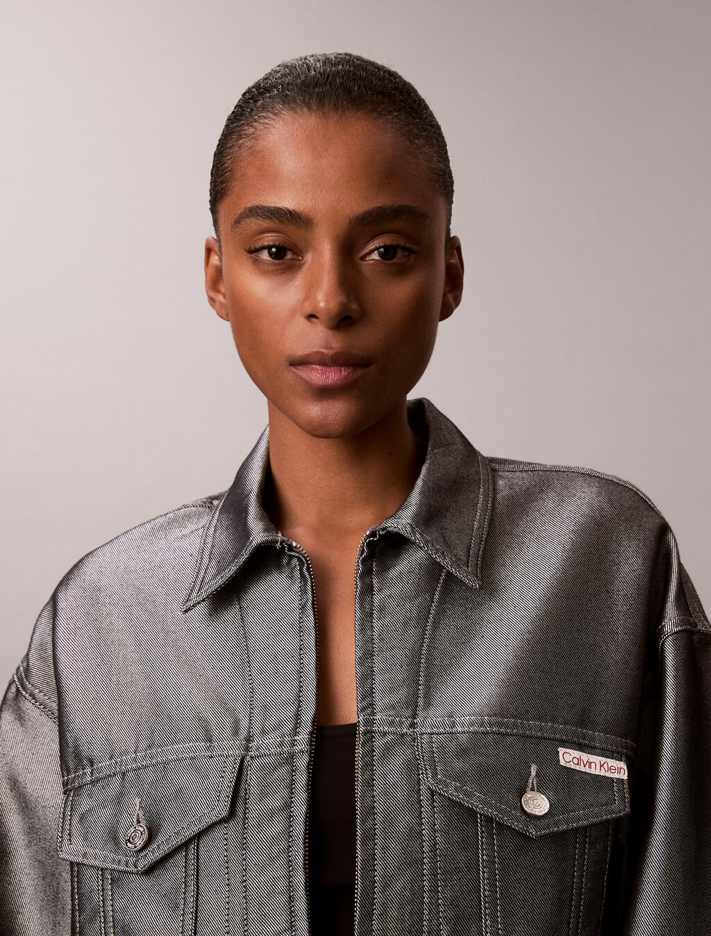 Buy 여성 데님 봄버 샤인 자켓 in color Denim Shine