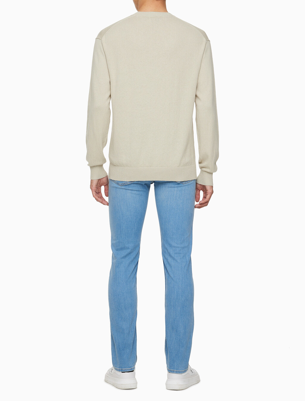 Buy 남성 CK 인타르시아 믹스 스티치 스웨터 in color BEIGE