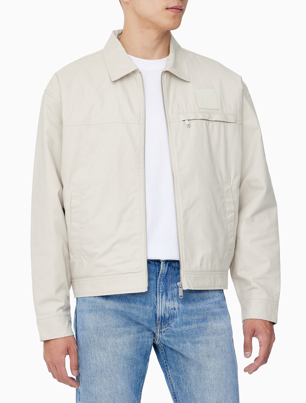 Buy 남성 릴렉스핏 지퍼 카라 자켓 in color LIGHT BEIGE