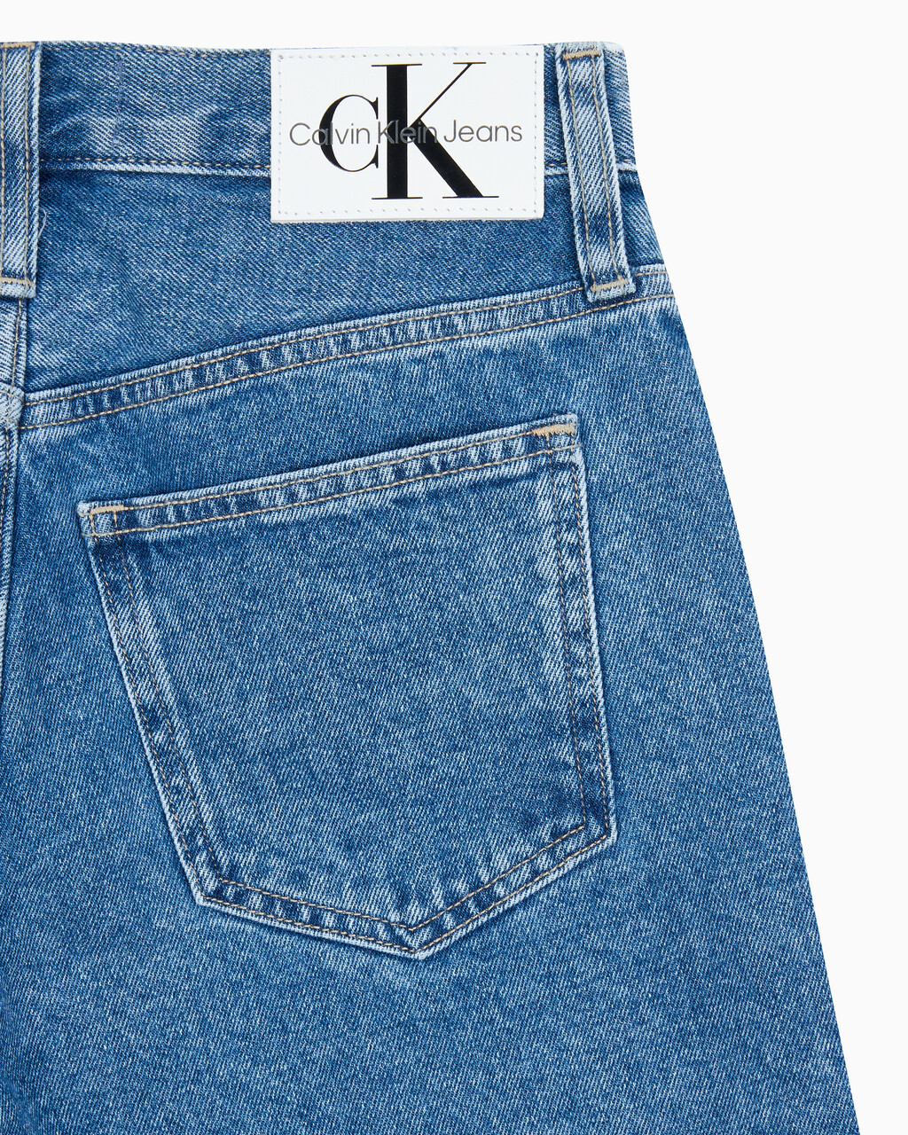 Buy 여성 롱 버뮤다 맘핏 쇼츠 in color MID BLUE BACK EMBRO