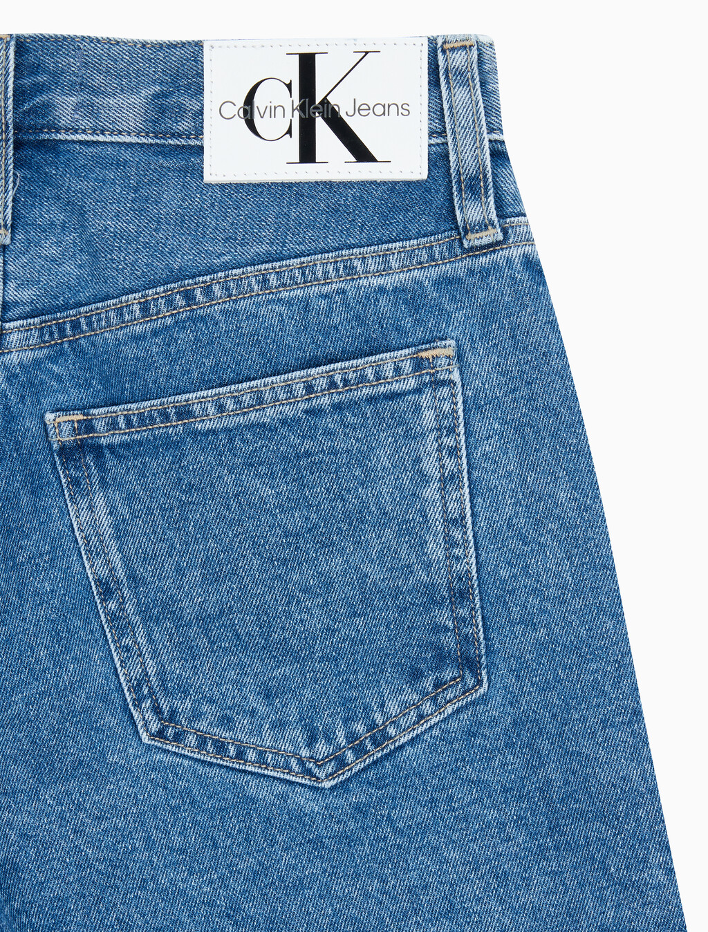 Buy 여성 롱 버뮤다 맘핏 쇼츠 in color MID BLUE BACK EMBRO