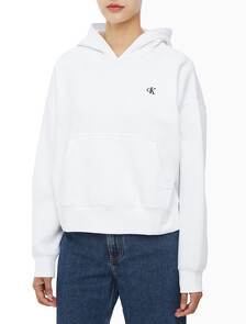 Buy 여성 아카이브 로고 플리스 후디 in color BRILLIANT WHITE