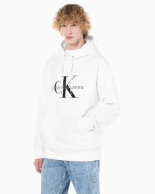 Buy 남성 롱슬리브 릴렉스핏 모노그램 기모후디 in color BRIGHT WHITE