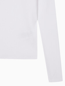 Buy 여성 L/S 우블 라벨 스쿱넥 립 티셔츠 in color BRILLIANT WHITE